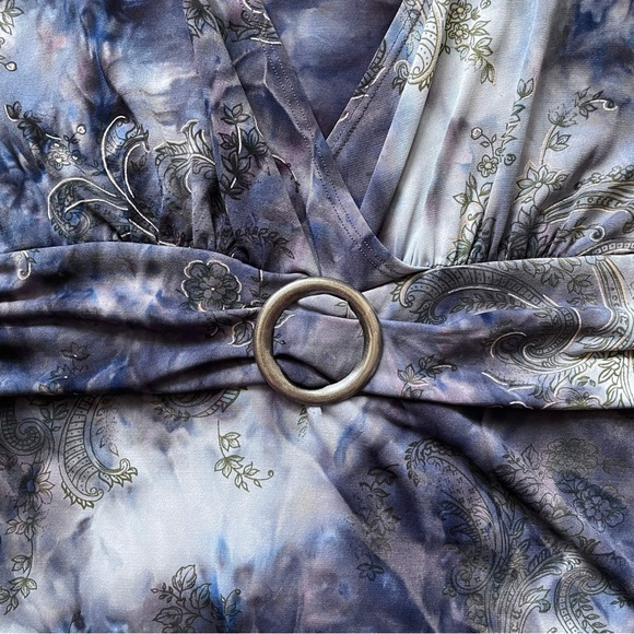 Vintage 90s Y2K 2000s Blue Paisley Print V Neck Sleeveless Top Large - Picture 3 of 4